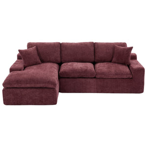 English Elm Cloud Modular Sectional Sofa with Double-Layer Cushioning, Deep 21.5" Seat, Chenille Upholstery & Side Pockets Red N719S001980J