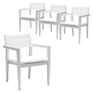 English Elm Outdoor Aluminum Dining Chairs Set Of 4 - Stylish, Stackable, All-Weather With Sunbrella Cushions W1886P163409-GIGA