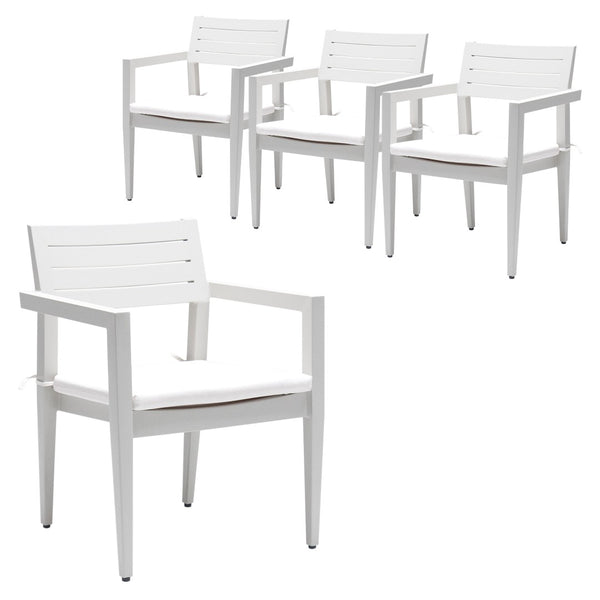 English Elm Outdoor Aluminum Dining Chairs Set Of 4 - Stylish, Stackable, All-Weather With Sunbrella Cushions W1886P163409-GIGA