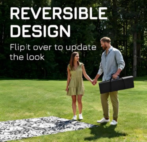 English Elm Portable Reversible Polypropylene Outdoor Rug Waterproof Floral Mat for Patio Camping T3971P420812
