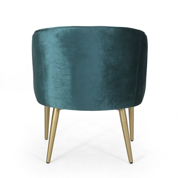 English Elm Christopher Knight Home® - DINING Arm Chair with Velvet Button Tufting, Modern Glam Tub Seat and Gold-Accent Iron Legs Teal 70727.00T