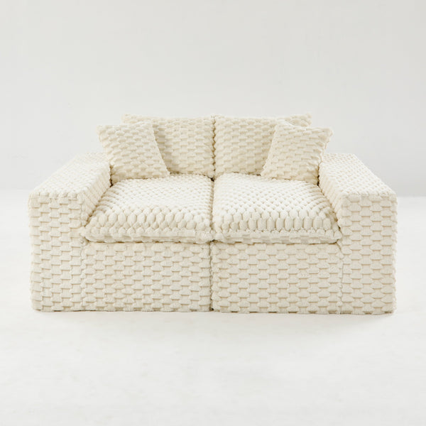 English Elm Luxury Turtle Velvet Multifunctional Sofa - Modular 4-Seater White/Green/Black/Pink, 400lb Capacity, Cozy Stylish Living Room Statement Piece W3371S00039