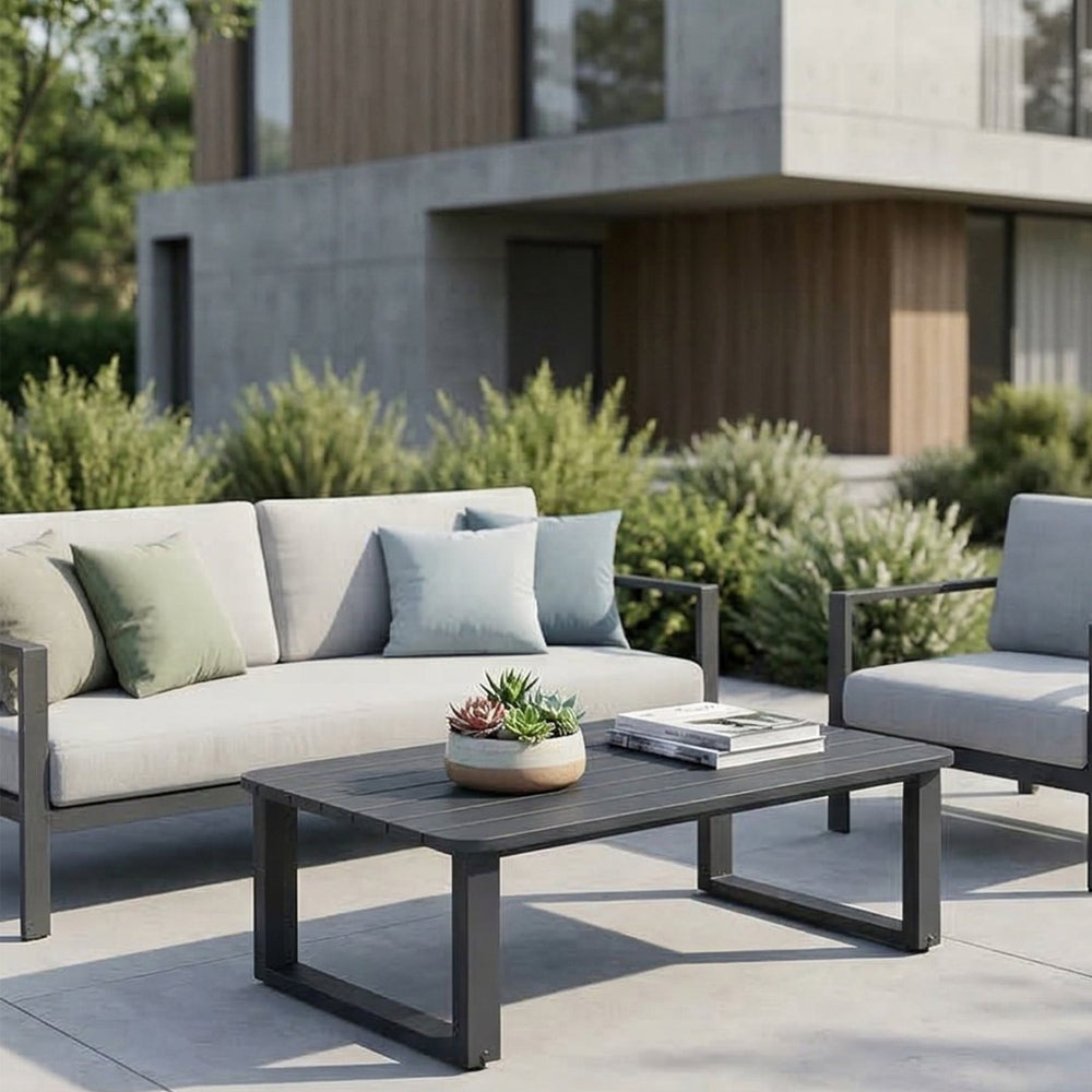English Elm Fr-coffce-table Outdoor Aluminum Slatted Low Profile Patio Coffee Table Uv Resistant W5382P443777