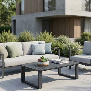 English Elm Fr-coffce-table Outdoor Aluminum Slatted Low Profile Patio Coffee Table Uv Resistant W5382P443777