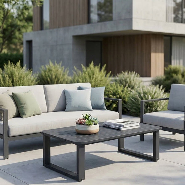 English Elm Fr-coffce-table Outdoor Aluminum Slatted Low Profile Patio Coffee Table Uv Resistant W5382P443777
