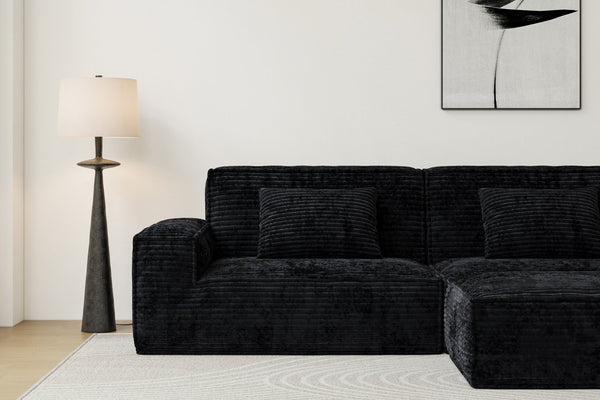 English Elm 106.3 Inch Striped Compression Sofa - Modern Comfort, Versatile Design For Living Room Or Bedroom W3147S00017