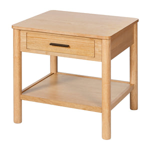 English Elm Christopher Knight Home® - END table natural wood side table with 1 drawer — 24" round top, solid rubberwood, modern light-luxury design, compact storage N770P281689N