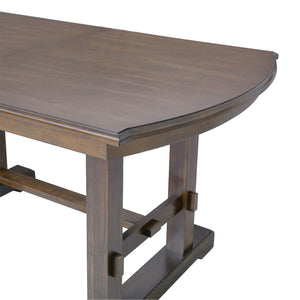 English Elm 60"-78" Extendable Dining Table with Removable Leaf, Solid Wood Farmhouse Kitchen Table for 4-8 Guests, Durable Finish and Easy Care Guidance Brown N752P271802D