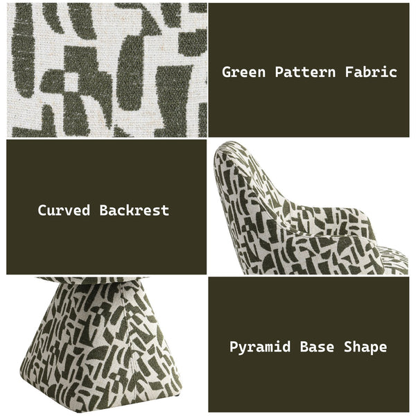 English Elm Priel Green Pattern Fabric Swivel Accent Chair with 360° Rotation, Wooden Frame, 3.5" Cushion, 220lb Capacity B2726P406785