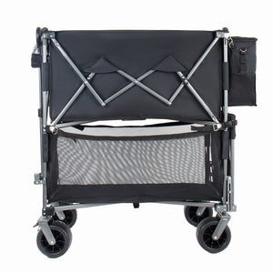 English Elm 55" Double Decker Collapsible Wagon 560lb Capacity Alloy Steel Frame All-terrain Wheels Black W2932P405185