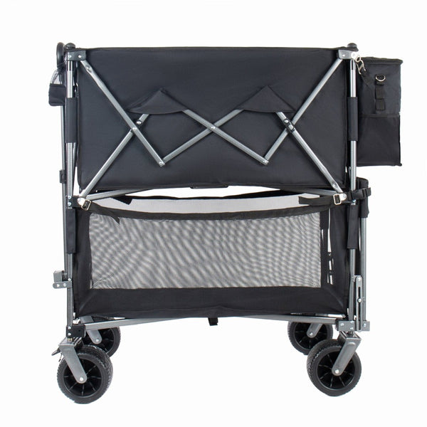 English Elm 55" Double Decker Collapsible Wagon 560lb Capacity Alloy Steel Frame All-terrain Wheels Black W2932P405185