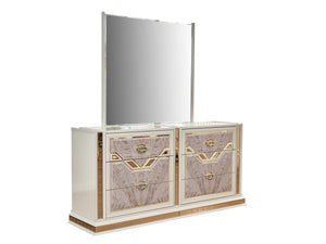 English Elm Omari Modern 4-Pc King Bedroom Set With Upholstered Bed, Gold Accents, And Stylish Storage Solutions B009S01397-GIGA