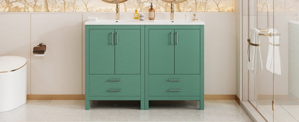 English Elm 48'' Bathroom Vanity with Sink 48.8'' Modern Freestanding 6-Drawer Ceramic Basin Cabinet for Baths Green N710SS00006F