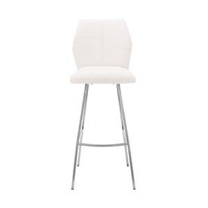 English Elm Mirano Modern White Faux Leather Bar Stool With Brushed Stainless Steel Frame - Stylish Comfort & Versatility B2736P268598