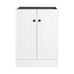 English Elm 24" Freestanding Bathroom Vanity with Integrated Basin Design, Adjustable Shelf & 3 Metal Handles, Eco Plywood Finish White W999P241064