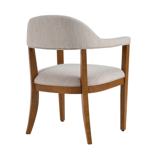 English Elm Wood Frame Upholstered Dining Chairs Set of 2 Curved Back Rubberwood Armrest Seating Beige,Walnut N768P389407W