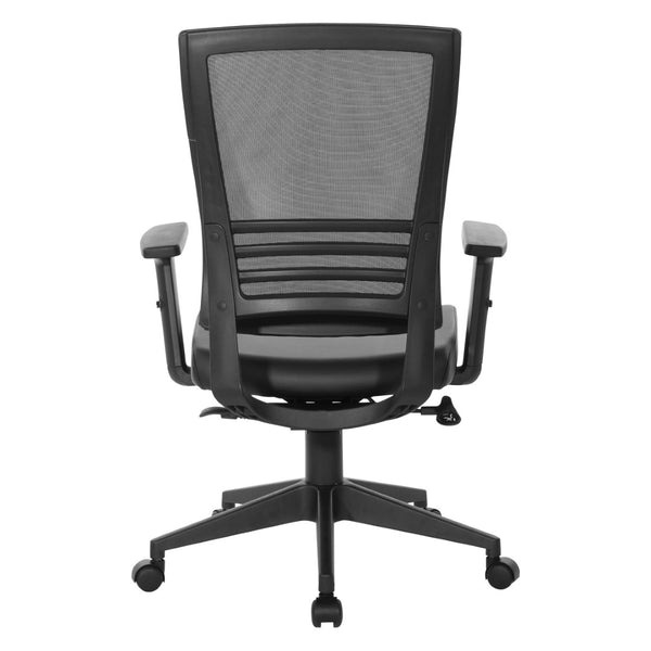 OSP Home Furnishings Vertical Mesh Back Ergonomic Office Chair with Lumbar Support and Faux Leather Seat EM60930-U6