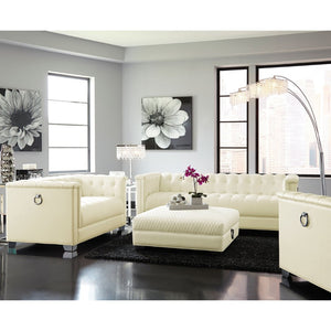 English Elm Earline Tufted Pu Leatherette Loveseat with Chrome Legs Art Deco Tuxedo Silhouette B062P441028