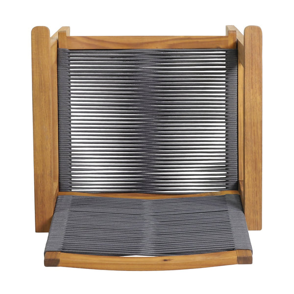 English Elm Christopher Knight Home® - MCGILL Dining Chair Set of 2 Dark Grey Acacia Wood Rope Weave Outdoor Transitional 400 lb Capacity 70486.00