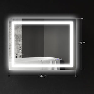 English Elm Homcom Led Bathroom Mirror: 35"X28" Anti-Fog, Dimmable Light, Custom Color Temp, Wall Mounted Magic W2225P229191