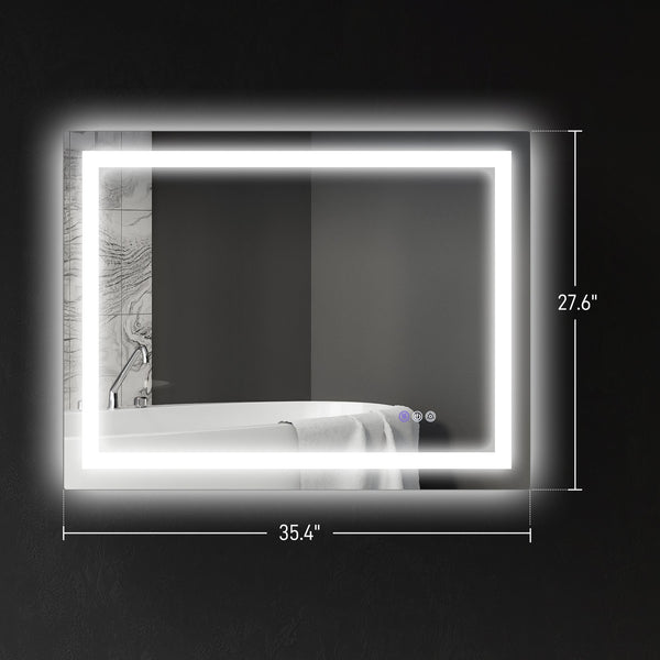 English Elm Homcom Led Bathroom Mirror: 35"X28" Anti-Fog, Dimmable Light, Custom Color Temp, Wall Mounted Magic W2225P229191
