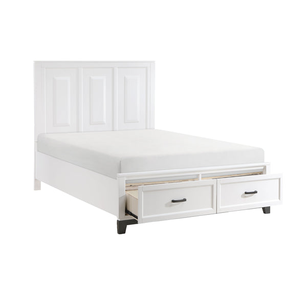 English Elm White Garretson Queen Platform Bed with Built-In Storage Drawers Rustic-Transitional Wood Frame White 71.25 L x 38.5 W x 4.5 H B011S01491
