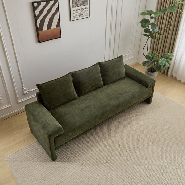 English Elm Christopher Knight Home® - Algora Modern 84.5" 3-Seater Velvet Sofa with Durable Wooden Frame, Breathable Foam Cushions Green N773IS00037G