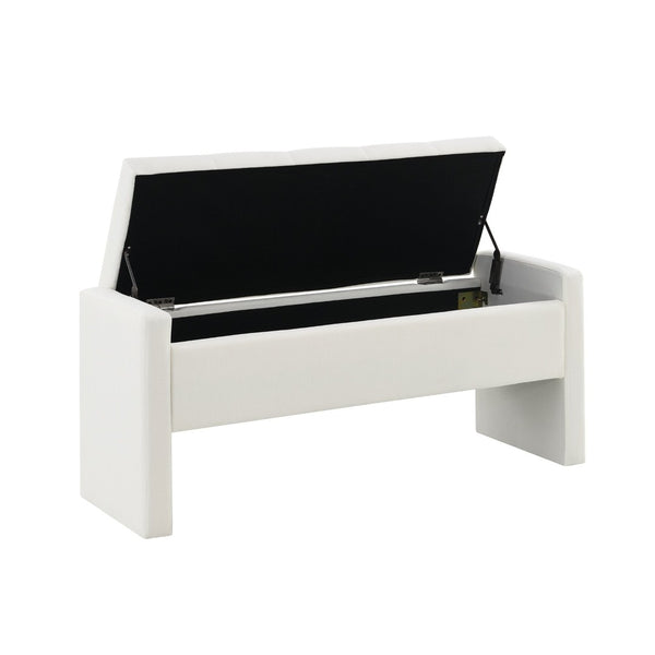 English Elm Modern Linen Upholstered Storage Bench Tufted Seat Organizer for Bedroom Entryway Beige W2671P429582