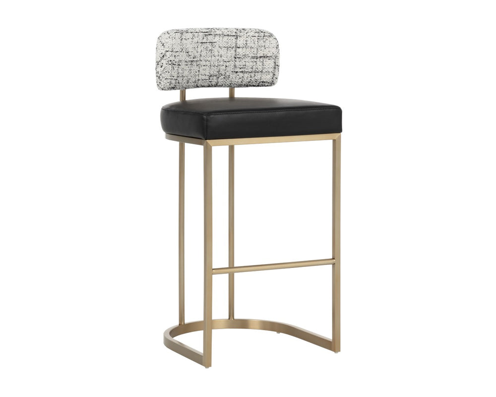 Sunpan LARISSA Barstool - Stylish Bravo Black & Halton Birch Design with Durable Antique Brass Frame 112425