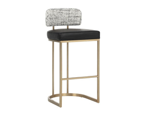 Sunpan LARISSA Barstool - Stylish Bravo Black & Halton Birch Design with Durable Antique Brass Frame 112425