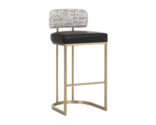 Sunpan LARISSA Barstool - Stylish Bravo Black & Halton Birch Design with Durable Antique Brass Frame 112425