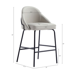 English Elm Gracie Metal Counter Stool: Stone Gray Leatherette With Industrial Style & Easy Assembly Comfort B365P397971