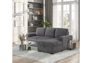 English Elm Melody Grey Sectional Sofa With Pullout Bed - Modern Comfort For Apartments & Family Rooms B201S00306