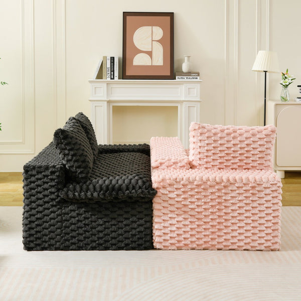 English Elm Luxury Color-Block Turtle Velvet Sofa - Modular Design For Stylish Living Room Comfort & Flexibility P1 W3371S00048-GIGA