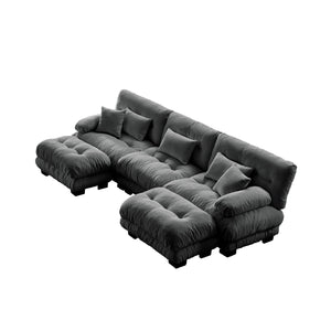 English Elm Luxury Modular Sectional Sofa - Oversized U-Shaped Cloud Couch With Ottomans For Ultimate Comfort W714S01021