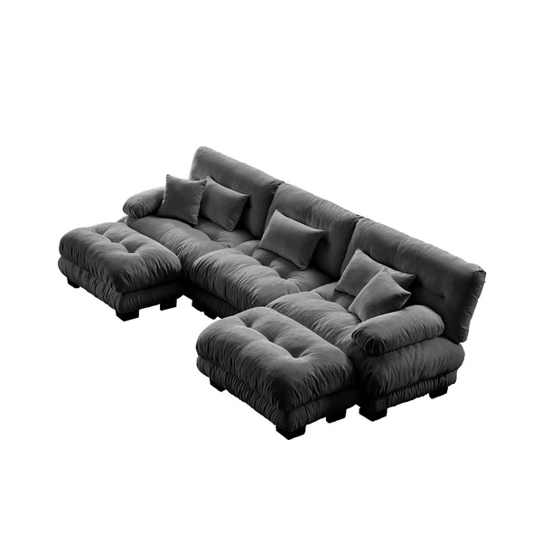English Elm Luxury Modular Sectional Sofa - Oversized U-Shaped Cloud Couch With Ottomans For Ultimate Comfort W714S01021