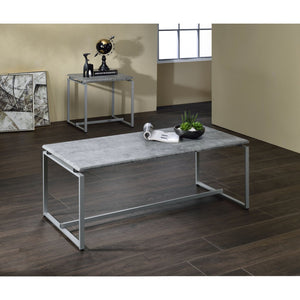 English Elm 3 Piece Rectangular Coffee and End Table Set with Sleek Veneer Finish, Metal Frame, Easy Assembly Silver B016P317313