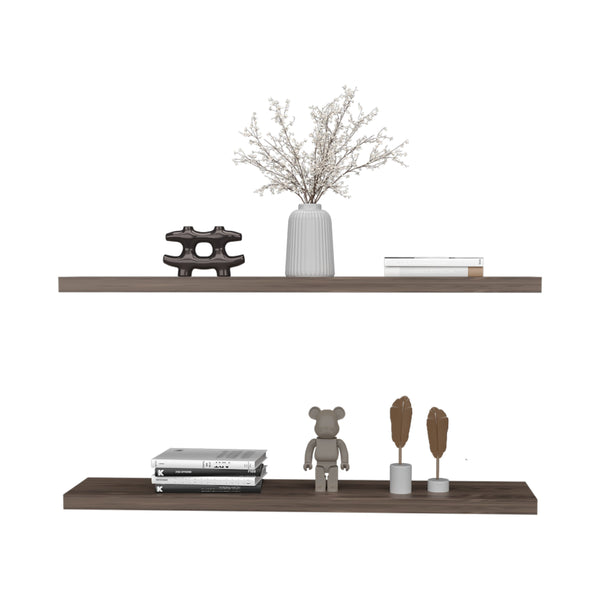 English Elm Floating Shelves - Stylish Walnut Design, 2-Tiered Storage Solution For Modern Home Decor & Organization B097P250908