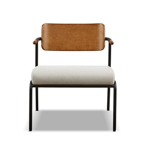 English Elm Jennifer Taylor Home - Kelvin Cream Upholstered Accent Arm Chair with Black Metal Frame, Mid-Back, Compact Comfort B2719P328582