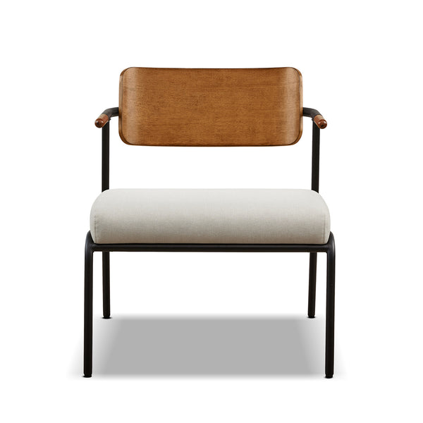 English Elm Jennifer Taylor Home - Kelvin Cream Upholstered Accent Arm Chair with Black Metal Frame, Mid-Back, Compact Comfort B2719P328582