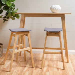 English Elm Christopher Knight Home® - Bar Stool - Mid-Century Modern Dark Grey Upholstered Seat With Stylish Wood Legs For Comfort & Elegance 58922.00OAK