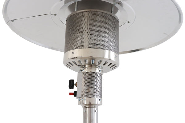 English Elm 46,000 BTU Standing Patio Heater Steel Gray – 14ft Radius, 200 sqft Heat, Quiet, Tip-Off Safety, Wheels B120P218102