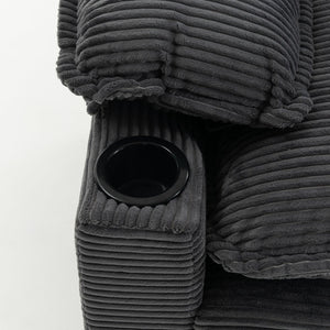 English Elm 113" Modern 3+1 L-Shaped Corduroy Sofa with Double-Layer Cushions, Cup Holders & Storage Bags DARK GREY W2715S00004