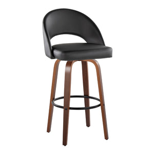English Elm Fixed-height Mid-century Barstools with Walnut Legs and Grey Upholstered Seats Set Black,Walnut B202S01939