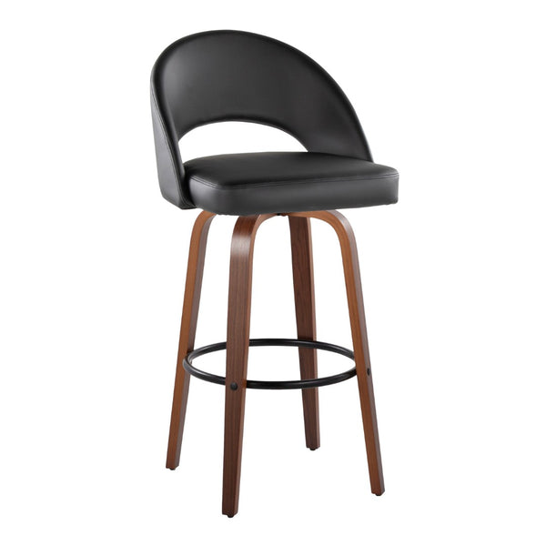 English Elm Fixed-height Mid-century Barstools with Walnut Legs and Grey Upholstered Seats Set Black,Walnut B202S01939