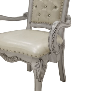 English Elm Ivory Tufted Arm Chair Set Of 2 - Elegant Bone White Upholstery With Claw Legs For Luxurious Comfort B062P209250