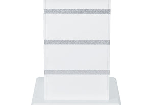 English Elm ARIYA Glossy Pedestal Bar Table with Glass Inlay, Solid Wood & MDF Construction, Contemporary Appeal White 51.1 L x 51.3 W x 6.5 H B201S00109