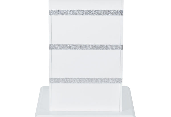 English Elm ARIYA Glossy Pedestal Bar Table with Glass Inlay, Solid Wood & MDF Construction, Contemporary Appeal White 51.1 L x 51.3 W x 6.5 H B201S00109