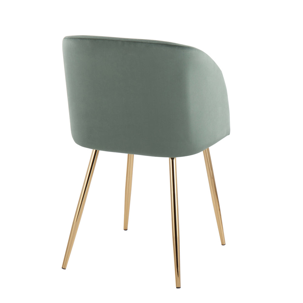 English Elm Fran Sage Velvet Dining Chair with Gold Metal Legs — Set of 2 Contemporary Padded Bucket Seats, Stylish B202P223522