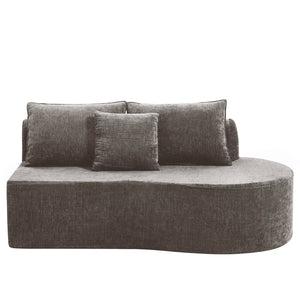 English Elm 138.6" Curved Modular Sectional Sofa Low Profile High Density Foam Living Room Lounge Light Brown N767P366006L